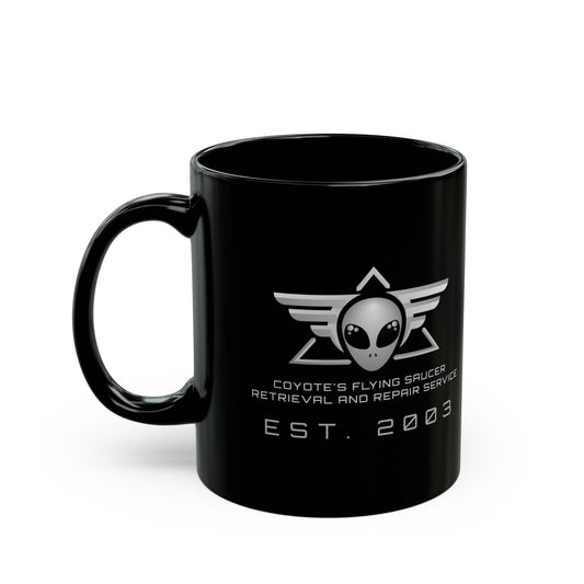 Coyote's Flying Saucers Black Mug (11oz)