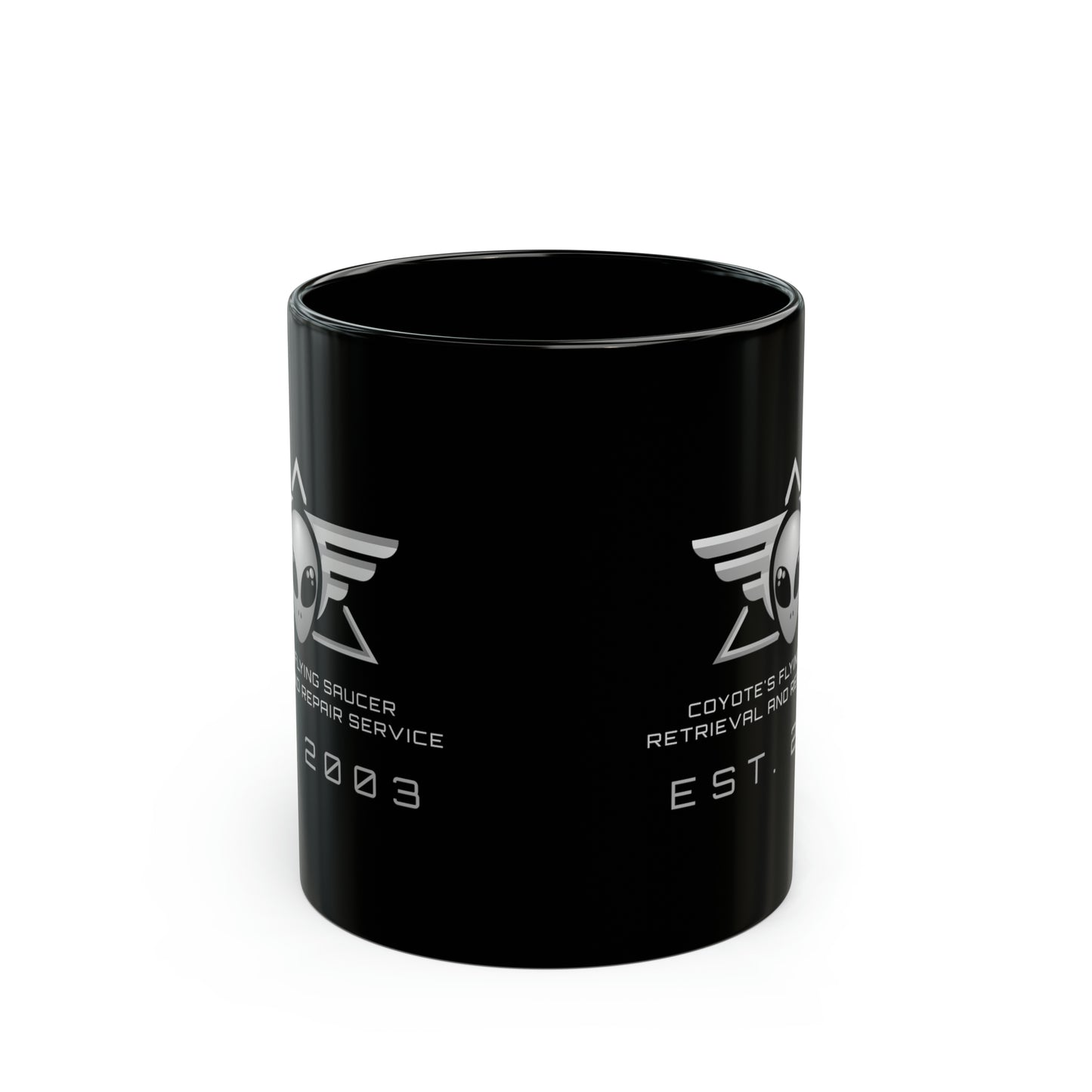 Coyote's Flying Saucers Black Mug (11oz)